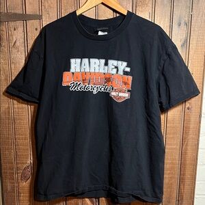Harley-Davidson Black and Orange Men's Tee